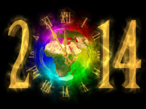 Happy New Year 2014 - image of Europe, Asia and Africa